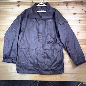The North Face Ski Jacket Mens XL Brown Pinstripe Hustle Stripe Cryptic HyVent